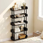 Costway 1/2 PCS 5-Tier Bookshelf, Open Bookcase with Anti-Tipping Kit, Storage Unit for Living Room Black/Rustic Brown & Black