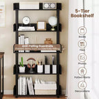Costway 1/2 PCS 5-Tier Bookshelf, Open Bookcase with Anti-Tipping Kit, Storage Unit for Living Room Black/Rustic Brown & Black