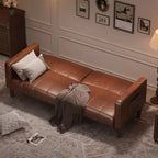 Divano letto futon da 190 cm, Divano letto trasformabile, Divano piccolo in similpelle, Divanetto, Divano moderno di metà secolo per soggiorno, camera da letto