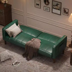 Divano letto futon da 190 cm, Divano letto trasformabile, Divano piccolo in similpelle, Divanetto, Divano moderno di metà secolo per soggiorno, camera da letto