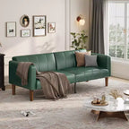 Divano letto futon da 190 cm, Divano letto trasformabile, Divano piccolo in similpelle, Divanetto, Divano moderno di metà secolo per soggiorno, camera da letto