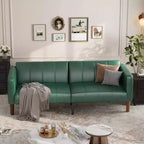 Divano letto futon da 190 cm, Divano letto trasformabile, Divano piccolo in similpelle, Divanetto, Divano moderno di metà secolo per soggiorno, camera da letto
