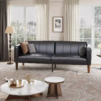 Divano letto futon da 190 cm, Divano letto trasformabile, Divano piccolo in similpelle, Divanetto, Divano moderno di metà secolo per soggiorno, camera da letto