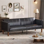 Divano letto futon da 190 cm, Divano letto trasformabile, Divano piccolo in similpelle, Divanetto, Divano moderno di metà secolo per soggiorno, camera da letto