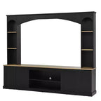 Whisen 91 Media Console, Arched Entertainment Center Wall Unit, Farmhouse TV Stand with Bookshelf, Wood Grain for TVs Up to 70