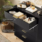 Cassettiera scanalata con 5 cassetti, cassettiera moderna in legno da 81 cm con maniglia in metallo, organizer per soggiorno, camera da letto, corridoio