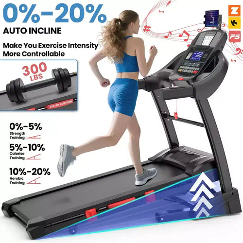 4-in-1 Treadmill with 20% Incline, Portable folding Treadmill, Foldable Treadmills for Home and Office, 4.5 HP Quiet Treadmill with 300 LBS Capacity