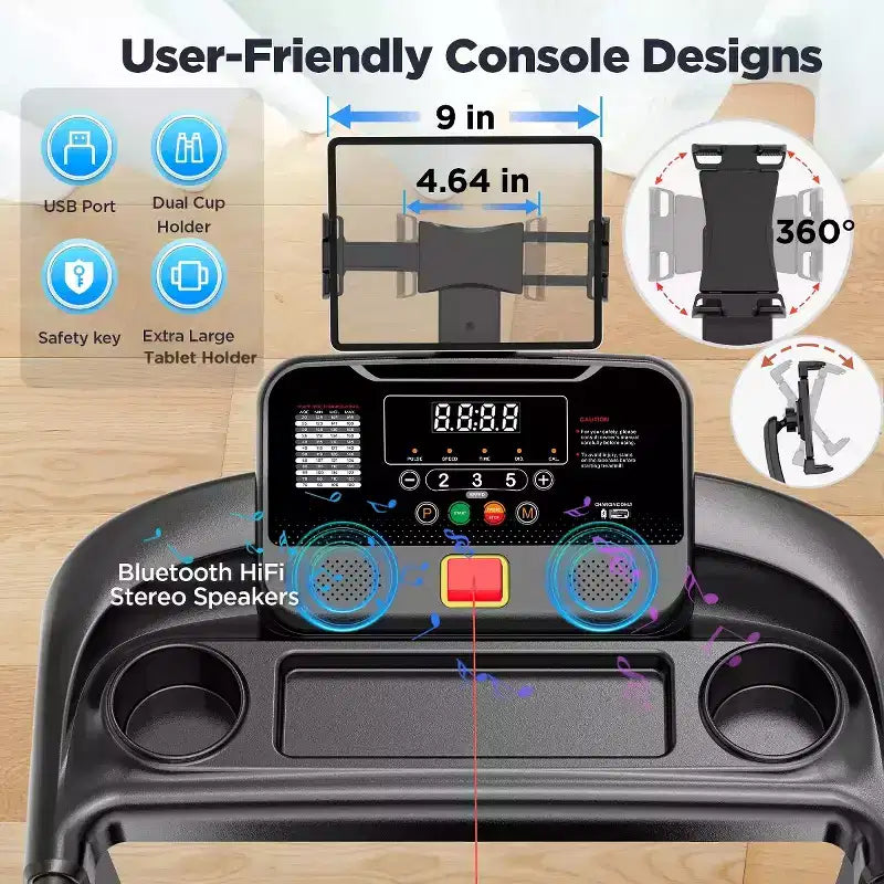 Tapis roulant in offerta: tapis roulant pieghevole portatile da 3HP per casa, tapis roulant con inclinazione, 12 km/h, controllo tramite APP, 64 programmi, tapis roulant per jogging e camminata