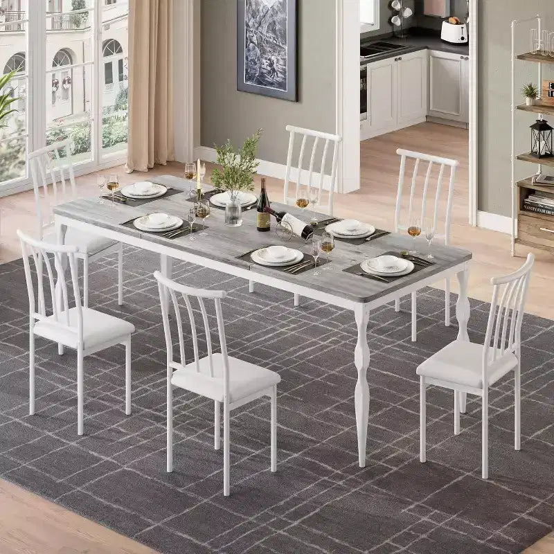 Rectangular Dining Table for 6, 78.8 Inch Rustic Farmhouse Kitchen Table,Long Wooden Dining Room Table, Dinette and Dinner Desk for Party,Big Family