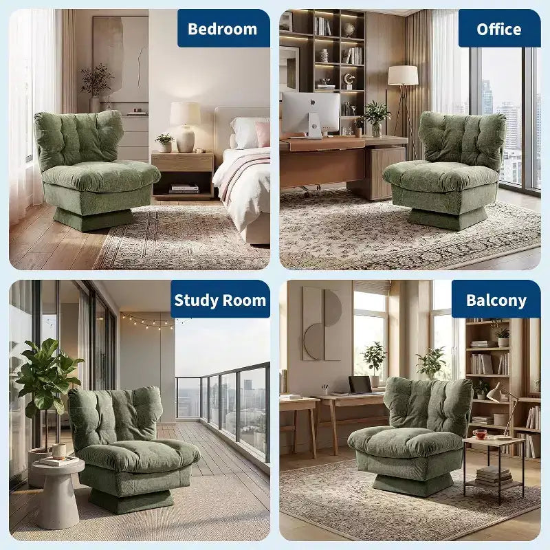 360-Degree Swivel Accent Chair - Modern Reading Chair with Thick Cushion & Cozy Chenille Fabric | Upholstered Armchair for Living Room, Bedroom
