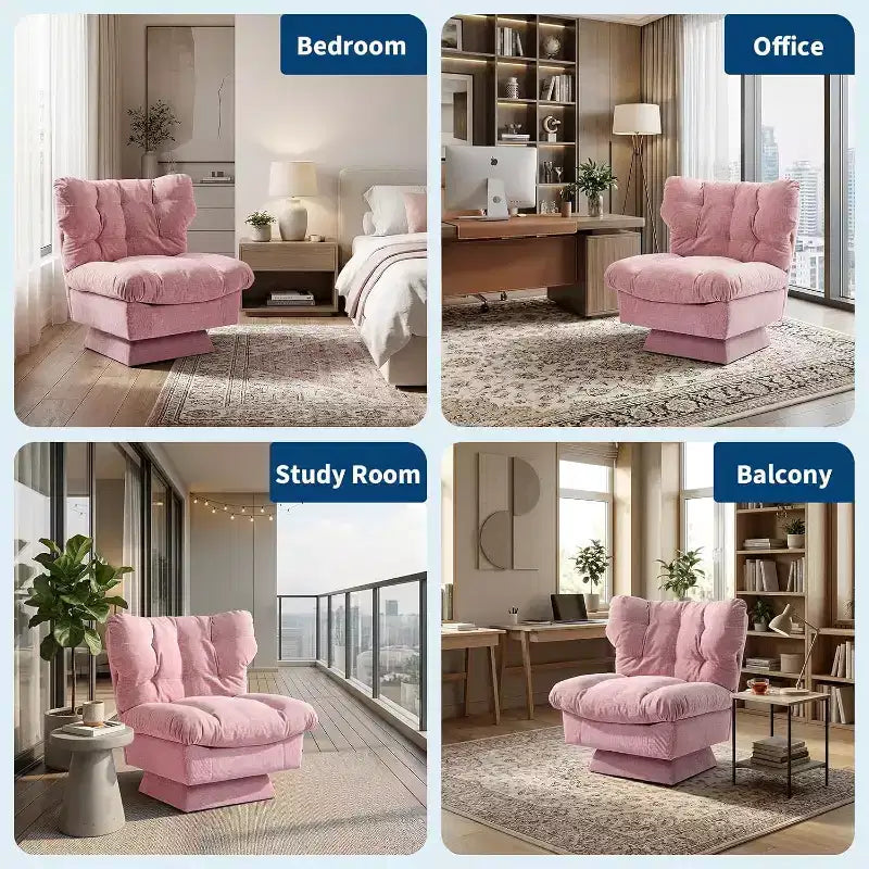360-Degree Swivel Accent Chair - Modern Reading Chair with Thick Cushion & Cozy Chenille Fabric | Upholstered Armchair for Living Room, Bedroom