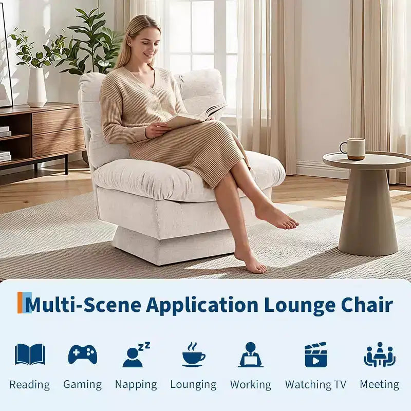 360-Degree Swivel Accent Chair - Modern Reading Chair with Thick Cushion & Cozy Chenille Fabric | Upholstered Armchair for Living Room, Bedroom