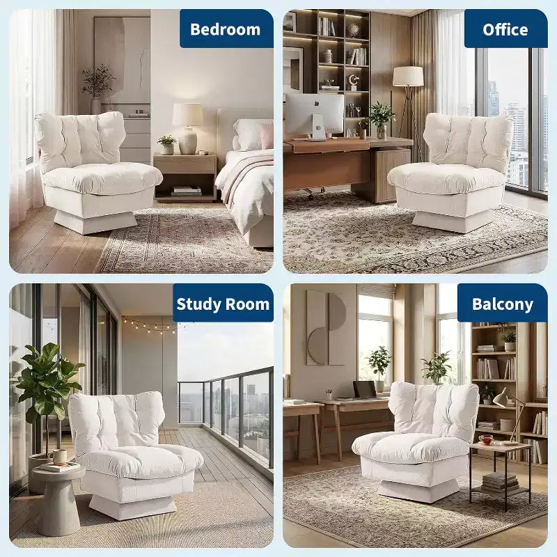 360-Degree Swivel Accent Chair - Modern Reading Chair with Thick Cushion & Cozy Chenille Fabric | Upholstered Armchair for Living Room, Bedroom