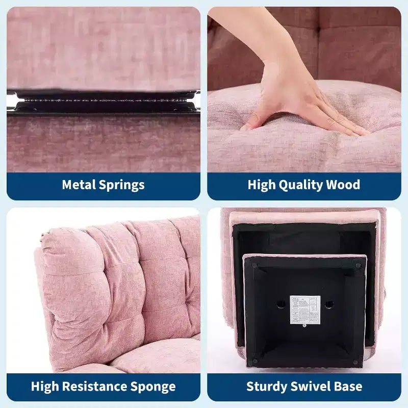 360-Degree Swivel Accent Chair - Modern Reading Chair with Thick Cushion & Cozy Chenille Fabric | Upholstered Armchair for Living Room, Bedroom
