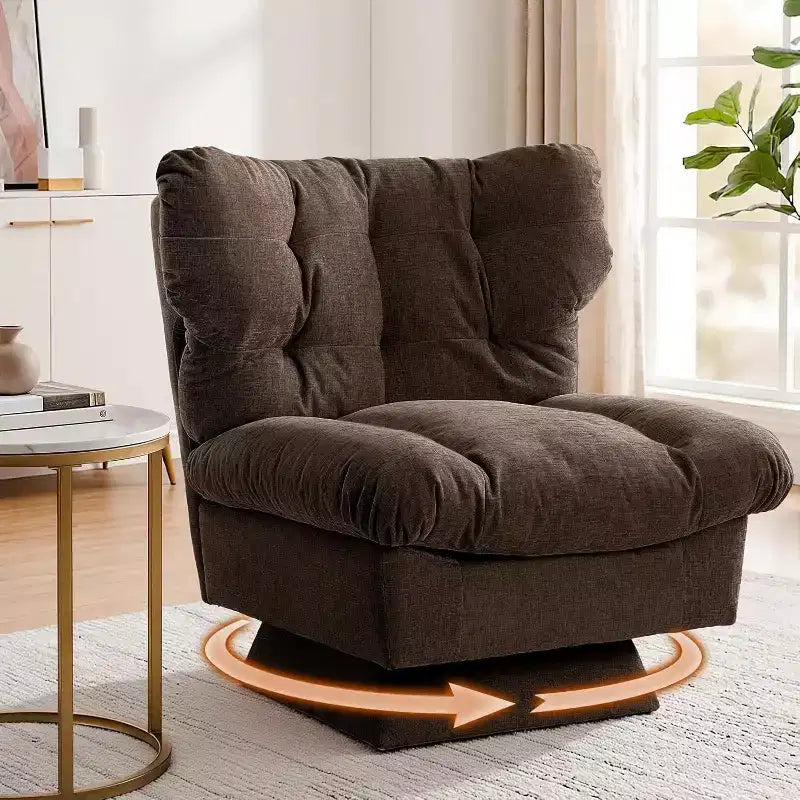 360-Degree Swivel Accent Chair - Modern Reading Chair with Thick Cushion & Cozy Chenille Fabric | Upholstered Armchair for Living Room, Bedroom