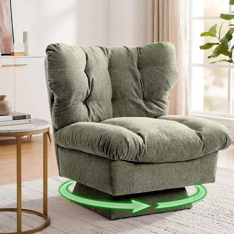 360-Degree Swivel Accent Chair - Modern Reading Chair with Thick Cushion & Cozy Chenille Fabric | Upholstered Armchair for Living Room, Bedroom