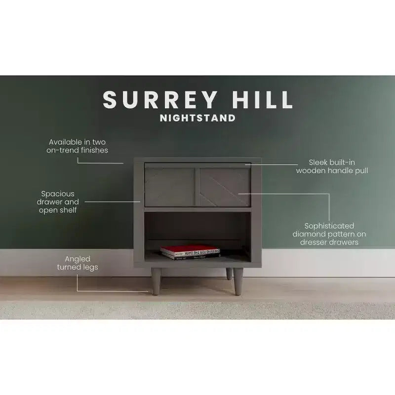 Child Craft Surrey Hill 1 Drawer Nightstand for Nursery or Bedroom, Large Storage Drawer, Made of Sturdy Pinewood, Non-Toxic, Baby Safe Finish