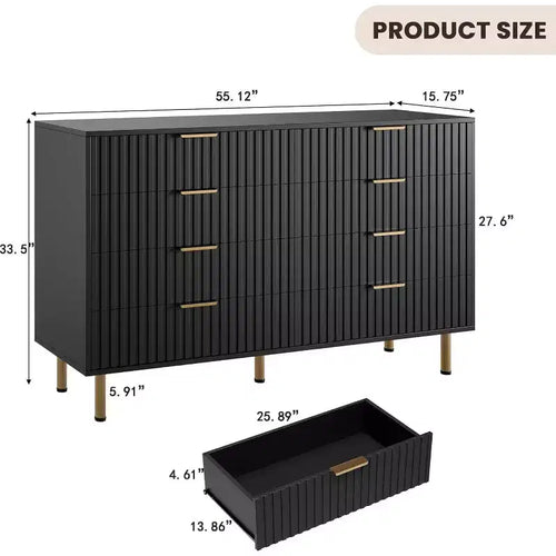 8-Drawer Dresser for Bedroom, 55 Wide Modern Wooden Chest of Drawers,Anti-Tip Design, Sturdy Storage Organizer for Living Room, Entryway,Kids Room
