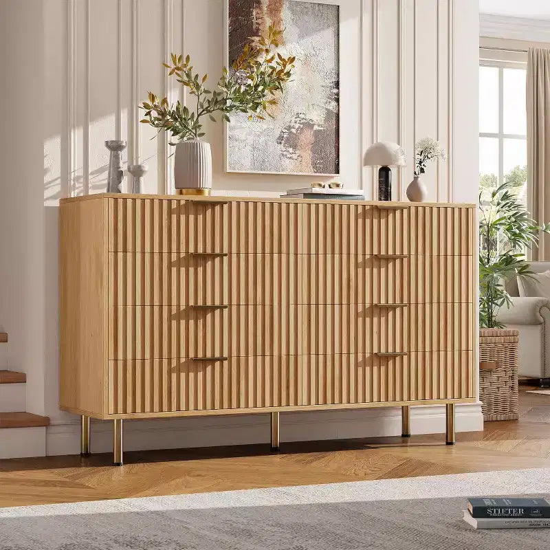 8-Drawer Dresser for Bedroom, 55 Wide Modern Wooden Chest of Drawers,Anti-Tip Design, Sturdy Storage Organizer for Living Room, Entryway,Kids Room