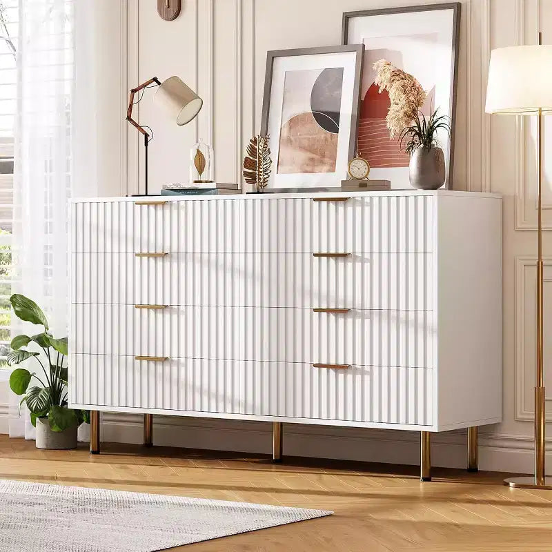 8-Drawer Dresser for Bedroom, 55 Wide Modern Wooden Chest of Drawers,Anti-Tip Design, Sturdy Storage Organizer for Living Room, Entryway,Kids Room