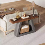 Console Table with Open Shelf, 2-Tier Wooden Sofa Table for Entryway, Hallway & Living Room - Trapezium Design Entryway Furniture