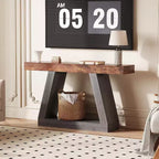 Console Table with Open Shelf, 2-Tier Wooden Sofa Table for Entryway, Hallway & Living Room - Trapezium Design Entryway Furniture