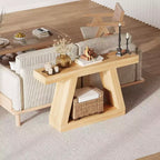 Console Table with Open Shelf, 2-Tier Wooden Sofa Table for Entryway, Hallway & Living Room - Trapezium Design Entryway Furniture