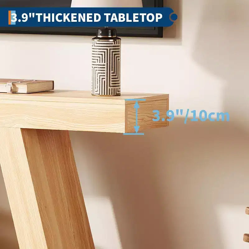 Console Table with Open Shelf, 2-Tier Wooden Sofa Table for Entryway, Hallway & Living Room - Trapezium Design Entryway Furniture