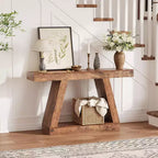 Console Table with Open Shelf, 2-Tier Wooden Sofa Table for Entryway, Hallway & Living Room - Trapezium Design Entryway Furniture