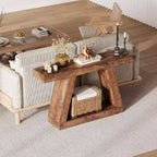 Console Table with Open Shelf, 2-Tier Wooden Sofa Table for Entryway, Hallway & Living Room - Trapezium Design Entryway Furniture