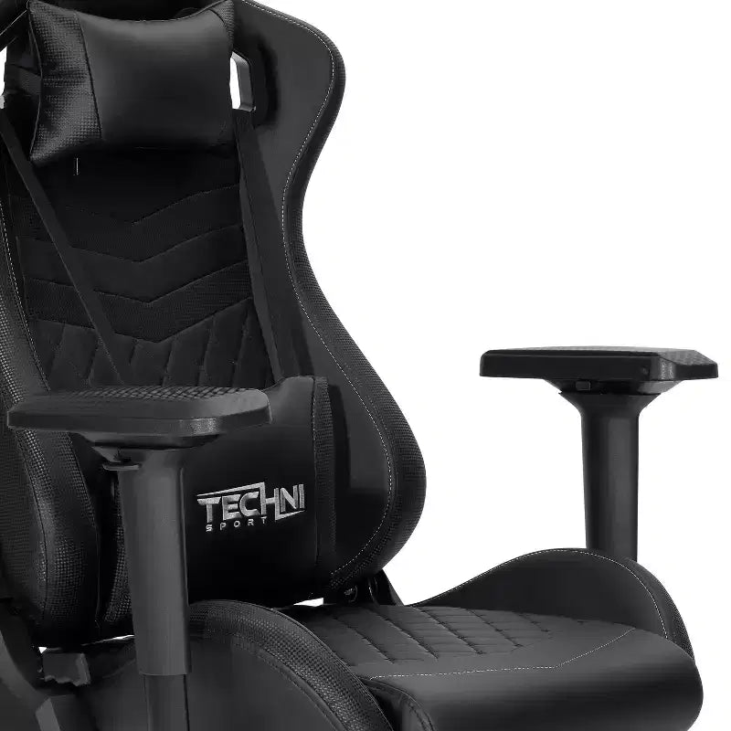 Sedia da gaming ergonomica regolabile TUYOHW, sedia da ufficio girevole a 360° con poggiatesta e cuscino lombare, sedia reclinabile 90-150 per ufficio e casa, max 136 kg, nera