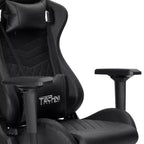 Sedia da gaming ergonomica regolabile TUYOHW, sedia da ufficio girevole a 360° con poggiatesta e cuscino lombare, sedia reclinabile 90-150 per ufficio e casa, max 136 kg, nera