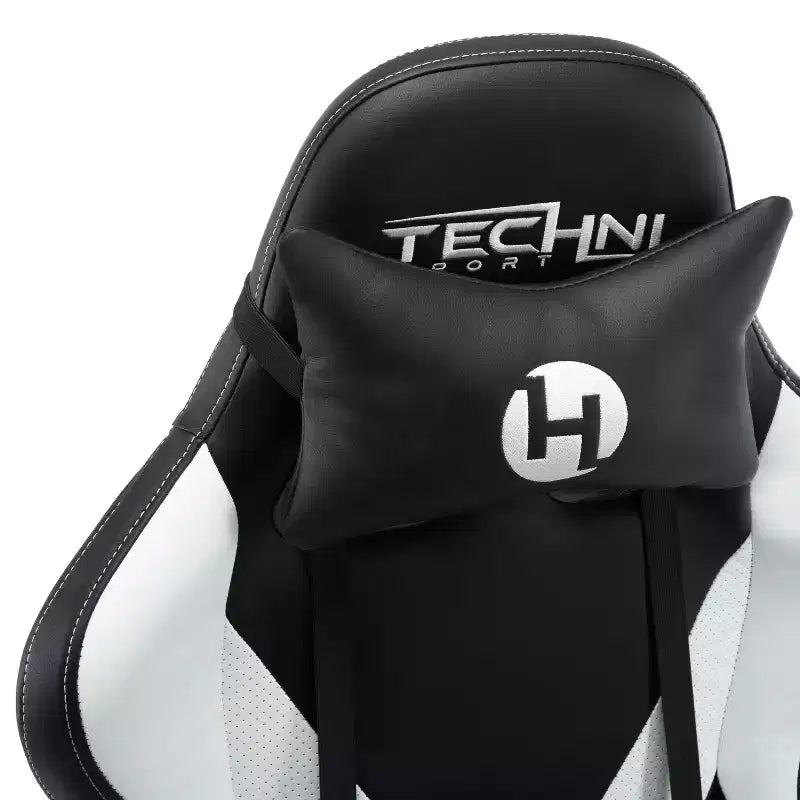 TUYOHW Sedia da gaming ergonomica regolabile, sedia da ufficio girevole a 360° con cuscino poggiatesta e lombare, sedia reclinabile da 90-150° per ufficio e casa, max 113 kg, bianca