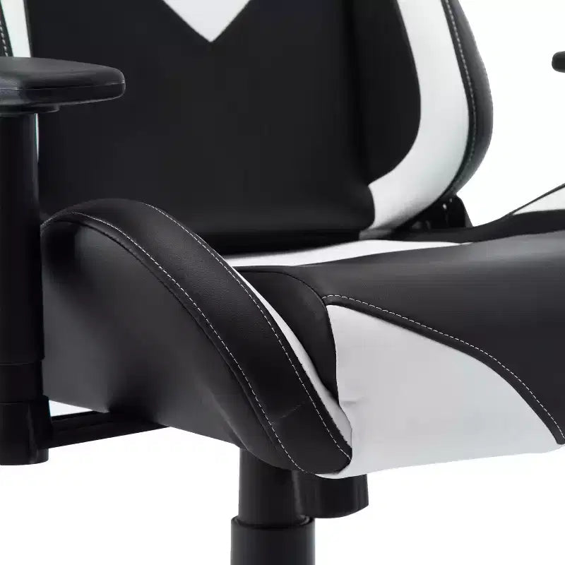 TUYOHW Sedia da gaming ergonomica regolabile, sedia da ufficio girevole a 360° con cuscino poggiatesta e lombare, sedia reclinabile da 90-150° per ufficio e casa, max 113 kg, bianca