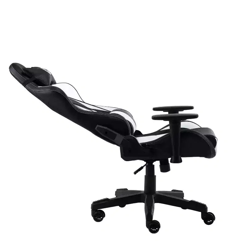 TUYOHW Sedia da gaming ergonomica regolabile, sedia da ufficio girevole a 360° con cuscino poggiatesta e lombare, sedia reclinabile da 90-150° per ufficio e casa, max 113 kg, bianca