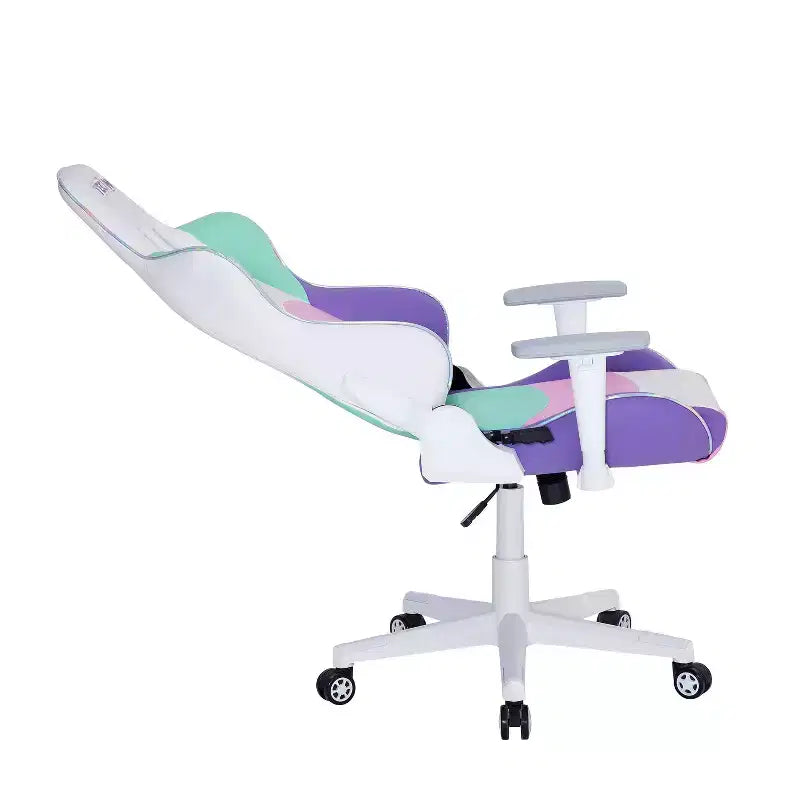 TUYOHW Sedie da gaming kawaii per PC con altezza regolabile, cuscino lombare a testa e a cuore, sedia girevole a 360° per casa e ufficio, portata massima 113 kg, rosa/verde/viola/bianco