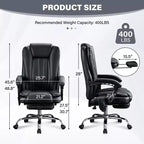 Poltrona Massaggiante TUYOHW Sedia da Ufficio Direzionale, Sedia da Ufficio Ergonomica Girevole a 360° con Poggiapiedi, Sedia Reclinabile da Computer con Altezza Regolabile, Nera