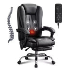 Poltrona Massaggiante TUYOHW Sedia da Ufficio Direzionale, Sedia da Ufficio Ergonomica Girevole a 360° con Poggiapiedi, Sedia Reclinabile da Computer con Altezza Regolabile, Nera
