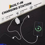 10 Fabric Drawers Dresser, Entertainment Center TV Stand with Power Outlet & LED Light for 45-55 TV, Chest of Drawers with Wood Top for Bedroom