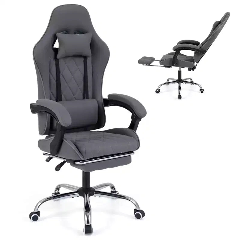 Costway Gaming Chair with Headrest, Lumbar Support, Linkage Armrests, Reclining Backrest