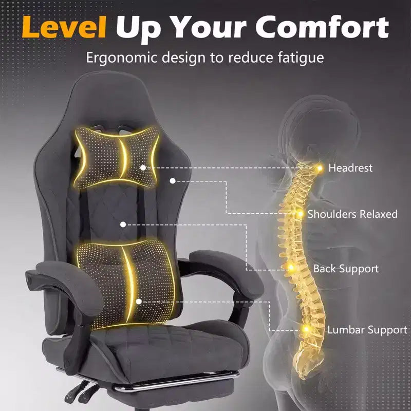 Costway Gaming Chair with Headrest, Lumbar Support, Linkage Armrests, Reclining Backrest