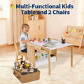 Kids Art Table with 2 Chairs Set, Convertible Toddler Activity Table to Storage Shelves, Craft Play Desk for Kids with 3 Storage Box