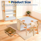 Kids Art Table with 2 Chairs Set, Convertible Toddler Activity Table to Storage Shelves, Craft Play Desk for Kids with 3 Storage Box