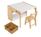 Kids Art Table with 2 Chairs Set, Convertible Toddler Activity Table to Storage Shelves, Craft Play Desk for Kids with 3 Storage Box
