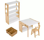 Kids Art Table with 2 Chairs Set, Convertible Toddler Activity Table to Storage Shelves, Craft Play Desk for Kids with 3 Storage Box
