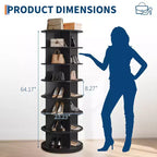 Shoe Rack Tower, Standing Spinning Shoe Organizer, Vertical Spinning Shoes Display, Shoes Rack Storage Round Carousel Shoes Closet Organization