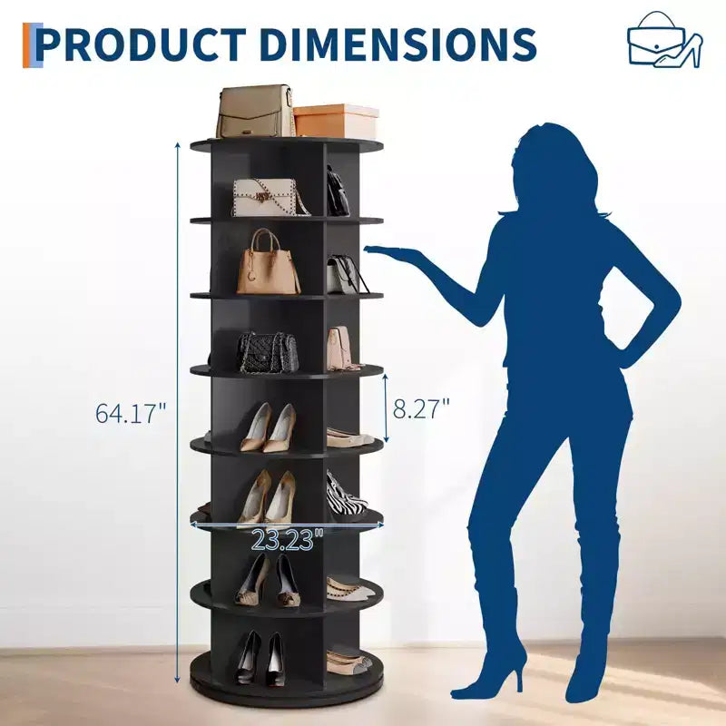 Shoe Rack Tower, Standing Spinning Shoe Organizer, Vertical Spinning Shoes Display, Shoes Rack Storage Round Carousel Shoes Closet Organization