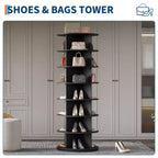 Shoe Rack Tower, Standing Spinning Shoe Organizer, Vertical Spinning Shoes Display, Shoes Rack Storage Round Carousel Shoes Closet Organization