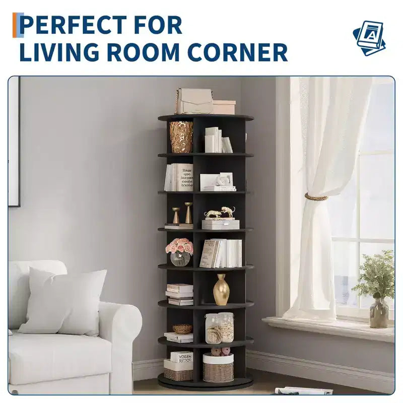Shoe Rack Tower, Standing Spinning Shoe Organizer, Vertical Spinning Shoes Display, Shoes Rack Storage Round Carousel Shoes Closet Organization