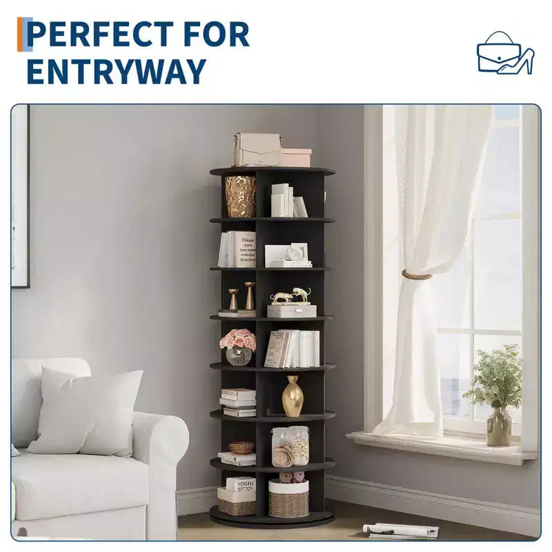Shoe Rack Tower, Standing Spinning Shoe Organizer, Vertical Spinning Shoes Display, Shoes Rack Storage Round Carousel Shoes Closet Organization